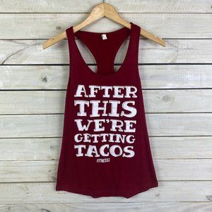 Women's Gym Tank Top Burgundy We're Getting Tacos Size MEDIUM Fitness Tank Top